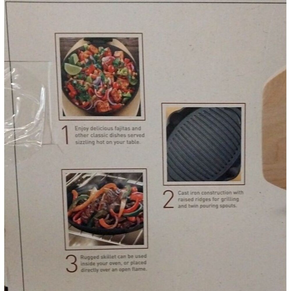 Seasoned Cast Iron Parini Fajita Skillet Set New - Picture 7 of 8